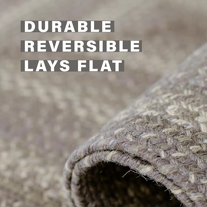 Homespice Grey Cloud Jute Braided Rugs 27x45 - Jute Country Kitchen Rugs for Farmhouse Decor