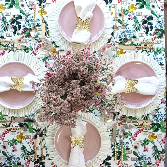 Butterfly Napkin Ring Set of 6, Metal Napkin Rings Dinner Napkin Holder for Wedding Birthday Valentine's Day Christmas Party Dinner Table Decor (6 Pcs Butterfly)