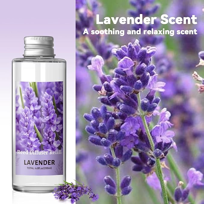 SCENTORINI Reed Diffuser Oil Refill, Lavender Diffuser Oil 6.76 Fl Oz, Natural Scented Essential Oil Refill Long Lasting Home Fragrance for Room Spa Aromatherapy Bathroom Home Decor
