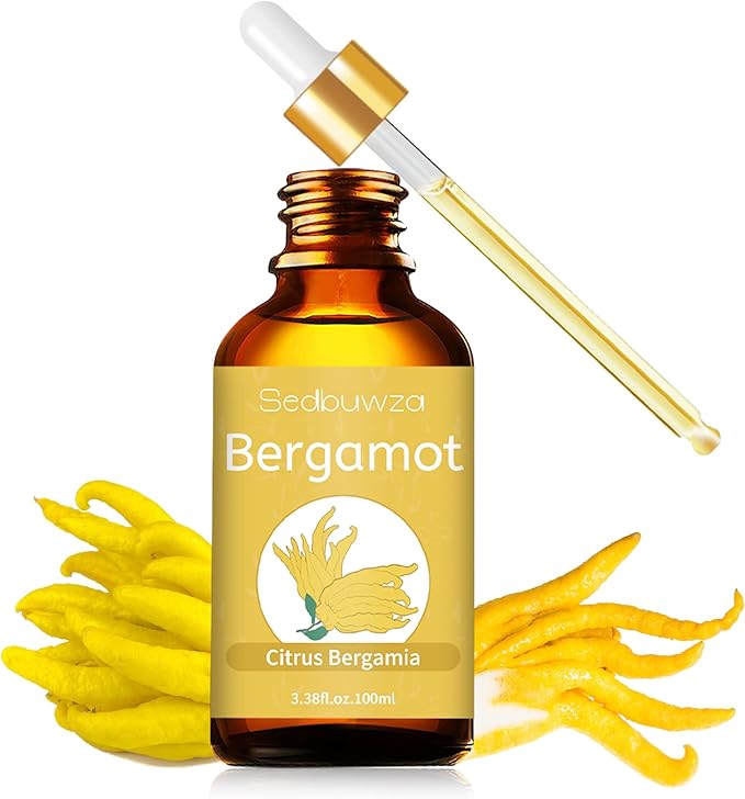 Sedbuwza Bergamot Essential Oil, Bergamot Oil 100% Pure Natural Bergamot Fragrance Oil for Massage Diffuser Humidifier Candle Soap Making - 3.38 OZ/100ML