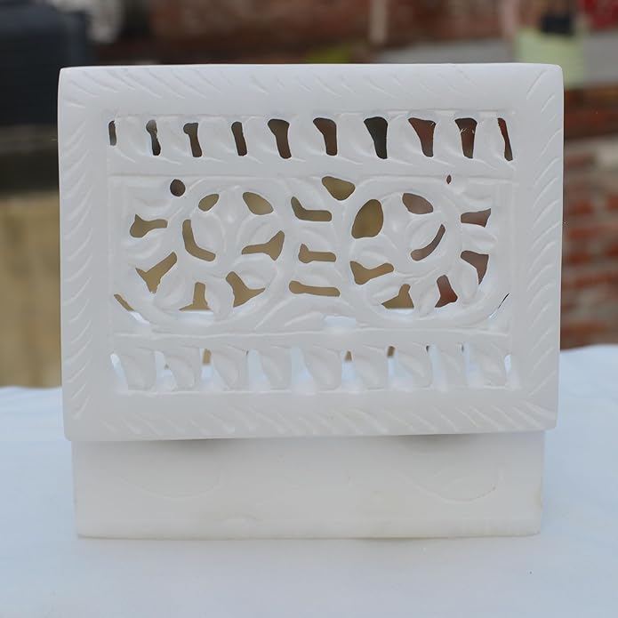 Vintage Onyx Marble Alabaster lid Hinged Footed Trinket Jewelry Box 3x4 inch - Decorative Treasure Box With Engraved Art, Trinket Box | Mini Storage Chest For Jewelry Memento Holder For Miscellaneous