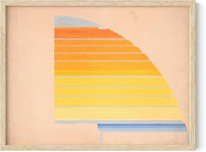 HAUS AND HUES Colorful Abstract Wall Art - Minimalist Retro Picture for Living Room Decor, Red and Pink Modern Wall Art Painting (Winold Reiss, Beige Frame, 12x16)