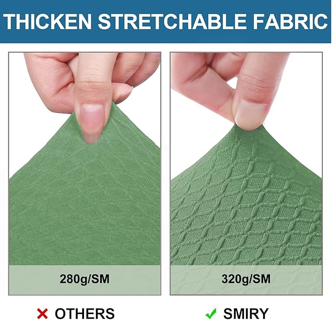 Smiry Waterproof Seat Covers for Dining Room Chairs Set of 2, Stretch Jacquard Removable Washable Chair Seat Slipcovers Protector, No Rear Covers, Green