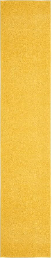 Nourison Home Essentials Solid Indoor/Outdoor Yellow 2'2" x 20 Area Rug, Easy Cleaning, Non Shedding, Bed Room, Living Room, Dining Room, Deck, Patio, Backyard (2x20)