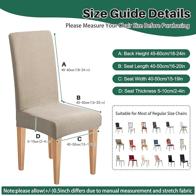 Dioxide Stretch Chair Covers for Dining Chairs, Washable Dining Chair Covers Set of 8, Soft Kitchen Chairs Seat Covers, Jacquard Parson Chair Slipcover Protectors for Home Hotel Restaurant Banquet