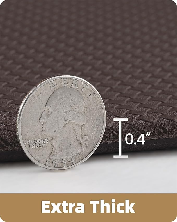 Color&Geometry Anti Fatigue Cushion Padded Kitchen Mat for Floor - 17x29+17x59,Easy Clean, Waterproof & Oil Proof, Anti Slip, Foam Rubber Runner Rug for Front Sink Comfort Standing, Brown Set of 2