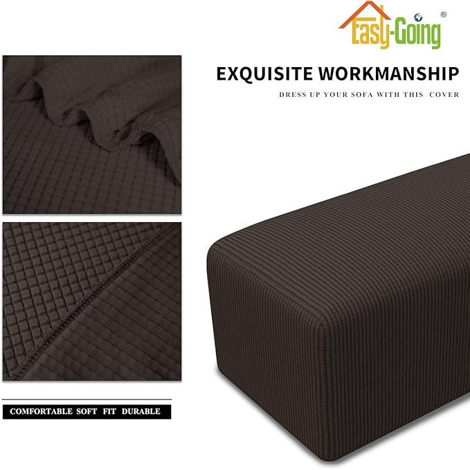 Easy-Going Stretch Ottoman Cover Folding Storage Stool Furniture Protector Soft Rectangle slipcover with Elastic Bottom(Ottoman Small,Chocolate)