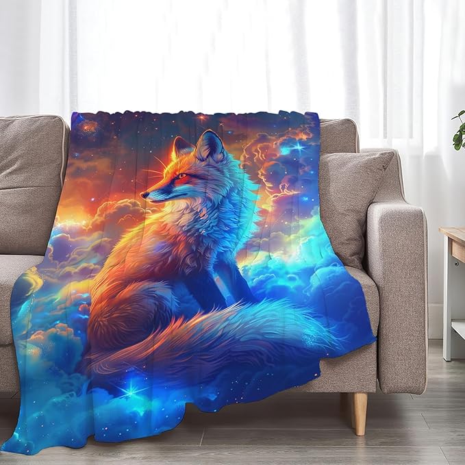 Tijuboni Fox Throw Blanket Fox Gifts for Girls Boys Women Men Kids Adults Soft Flannel Fleece Blanket for Couch Sofa Bed Home Decor 40"x50"