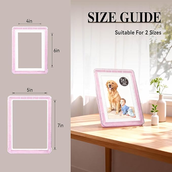 5x7 Picture Frame, Clear Acrylic Photo Frame with White Mat for 4x6 Photos, One-Piece Shatterproof Tool-Free Design, UV-Resistant Waterproof Tabletop Frame for Home Office Decor with 10-Year Warranty
