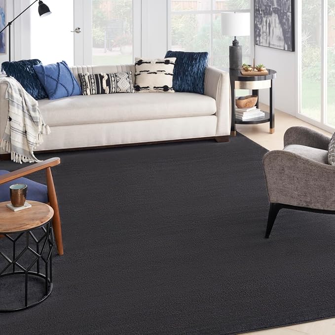 Nourison Essentials Indoor/Outdoor Black 10' x 14' Area Rug, Easy Cleaning, Non Shedding, Bed Room, Living Room, Dining Room, Backyard, Deck, Patio (10x14)