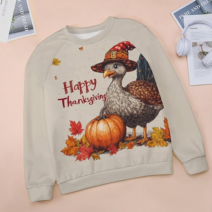 Womens Thanksgiving Sweatshirt Oversized Crewneck Pullover Casual Graphic Long Sleeve Shirts