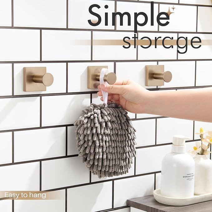 KOKOSIRI Robe Hooks Bath Towel Hooks for Wall Closet Kitchen Hanging Towels Bathroom Hardware Champagne Bronze Stainless Steel 3 Pack, B1016CPG-P3