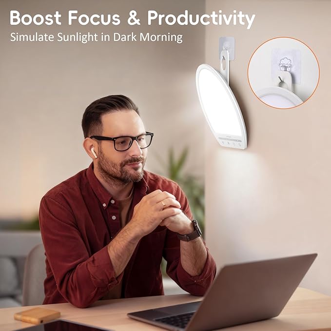 Comfytemp Light Therapy Lamp, Up to 16,000 Lux Sunlight Daylight Lamp with Touch Control, 4 Brightness & 3 Color Temperature, Birthday Gifts for Men Women Her Christmas, for Home Office Working Use