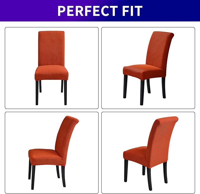 Howhic Stretch Chair Covers for Dining Room Set of 8, Removable Washable Dining Room Chair Covers, Dining Chair Slipcovers Seat Protector, Great Decor for Home and Banquet (Pureed Pumpkin, 8 Pack)