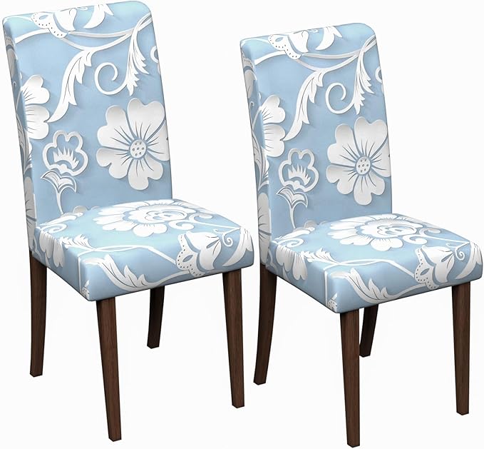Stretch Dining Chair Covers Set of 2,Floral Print Chair Covers,Soft Removable Washable,Pet Friendly Furniture Protector,Universal Chair Slipcovers for Home, Kitchen,Ceremony Dining Room Seat
