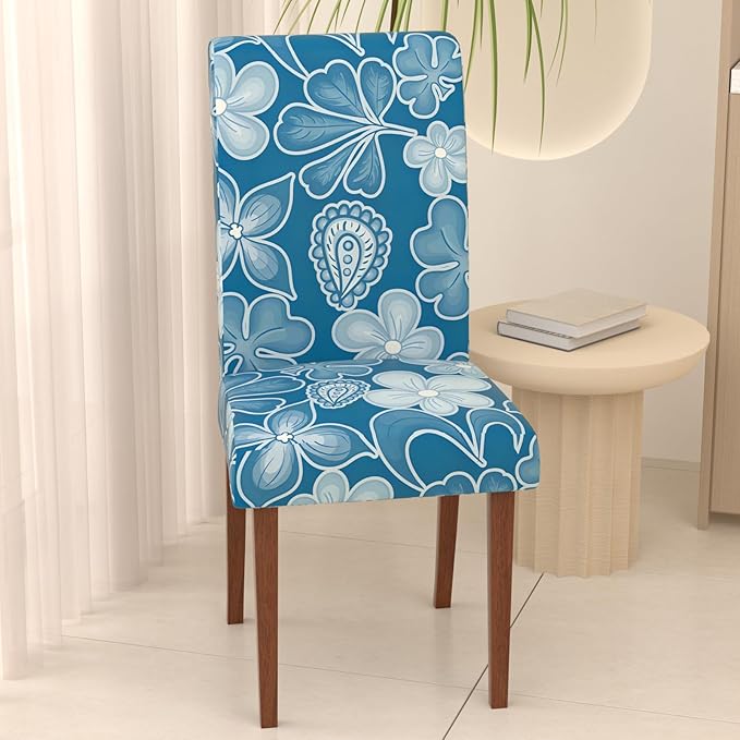 Stretch Dining Chair Covers Set of 6,Floral Print Chair Covers,Soft Removable Washable,Pet Friendly Furniture Protector,Universal Chair Slipcovers for Home, Kitchen,Ceremony Dining Room Seat