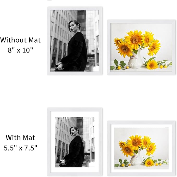 puthiac 8x10 White Oak Wood Picture Frame -8"x10" Frame Wood, 8"x10" Natural Solid Wood Poster Frames for Wall Art Photo and Prints (3 Pack, White)