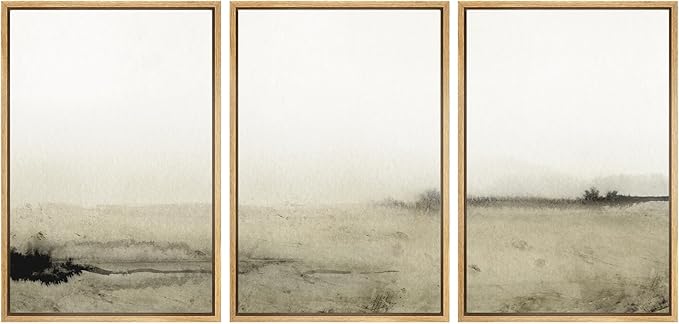 SIGNWIN Framed Canvas Print Wall Art Set Sepia Mountain Forest Environment Nature Wilderness Photography Modern Art Rustic Landscape Relax/Calm for Living Room, Bedroom, Office - 16"x24"x3 Natural