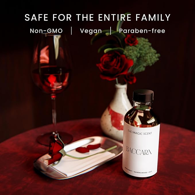 The Magic Scent Baccara Diffuser Oil - Hotel & Home Luxury Scents Inspired by Baccarat Rouge - Diffuser Oil Scents for Home Designed for Use in All Diffusers - 4 fl oz, 120 mL