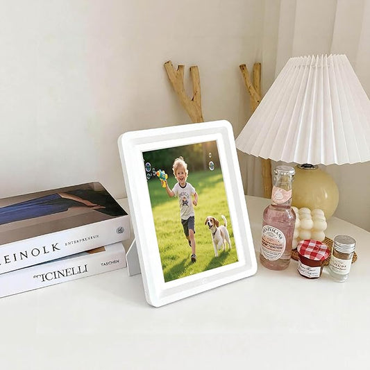 White 5x7 Picture Frame with Acrylic Front, ABS Frame for 5x7 or 4x6 Photos, Shatterproof UV-Resistant Tabletop Photo Frame, Vertical/Horizontal Display for Home Décor