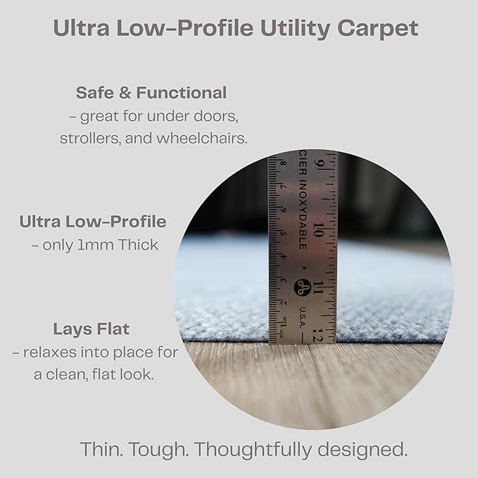 iCustomRug Mudroom Mat – 4x7ft Grey, Indoor/Outdoor, Non-Slip Rubber Backing, Low-Profile All-Weather Carpet, Non-Shedding & Easy Care, Entryway Mat Ideal for High Traffic Areas
