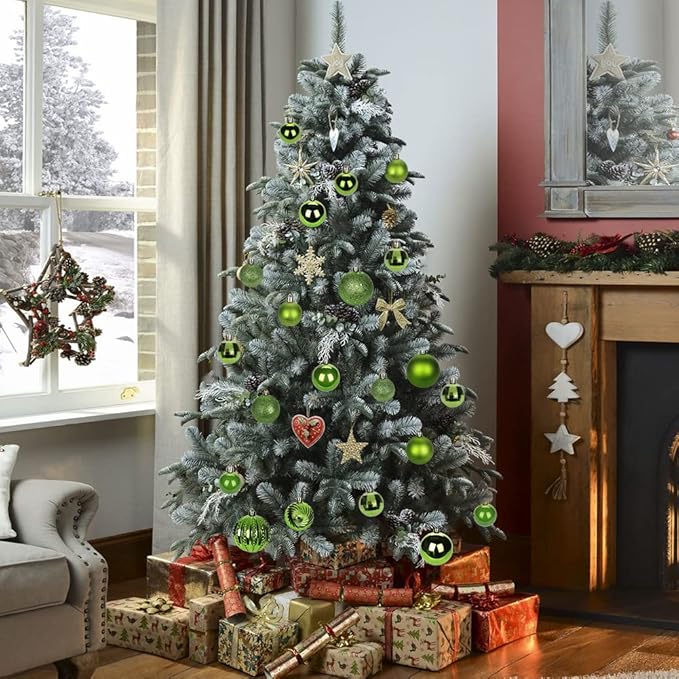 2.36" Green Christmas Balls Ornaments 25 Pcs Shatterproof Christmas Ornaments Set Small Light Green Ornament for Xmas Tree Halloween Holiday Party