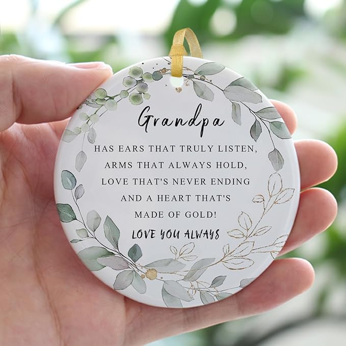SIABERTERL 2025 Best Grandpa Christmas Ornaments for Grandchildren, Grandpa Birthday Gifts with Gift Boxes