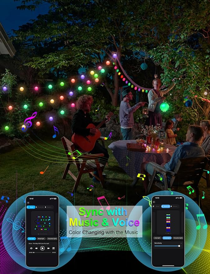 Smart Color Changing Globe String Lights, 33Ft 16 Million Colored Fairy Lights Plug in APP & Remote Control DIY Music Sync Twinkle Light for Bedroom Classroom Christmas Decor Christmas Gift
