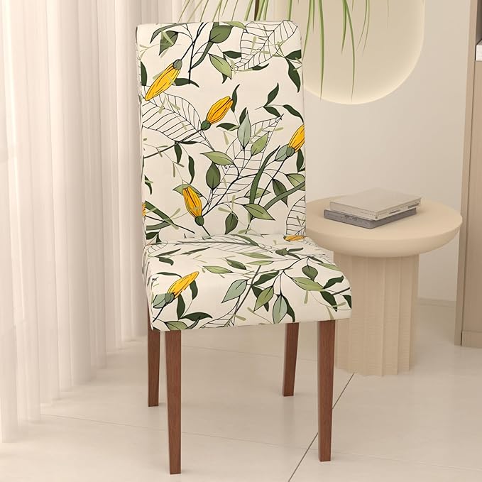 Stretch Dining Chair Covers Set of 2,Floral Print Chair Covers,Soft Removable Washable,Pet Friendly Furniture Protector,Universal Chair Slipcovers for Home, Kitchen,Ceremony Dining Room Seat