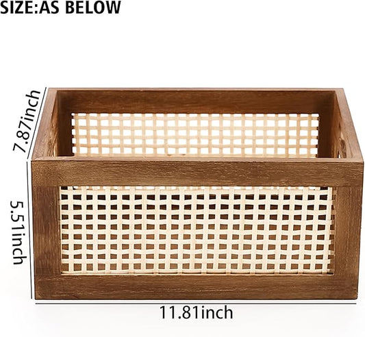 Vintage Wooden Storage Box - 11.8" x 7.9" x 5.5" (30x20x14cm) Rustic Decorative Organizer - Antique Style Keepsake Chest for Jewelry, Photos, Stationery - Handcrafted Wood Box