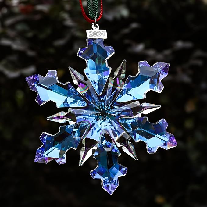 XIANGBAN 2025 Edition Snowflake Ornaments Crystal Christmas Ornaments Home Gifts (2024-Multicolor)