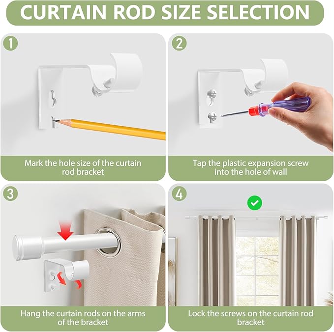 5/8” White Diameter Curtain Rods 30-90 Inch, for 30-84 Inch Windows, Adjustable Splicing White Curtain Rods for Windows with Brackets, Window Rod Long Small Curtains Rod