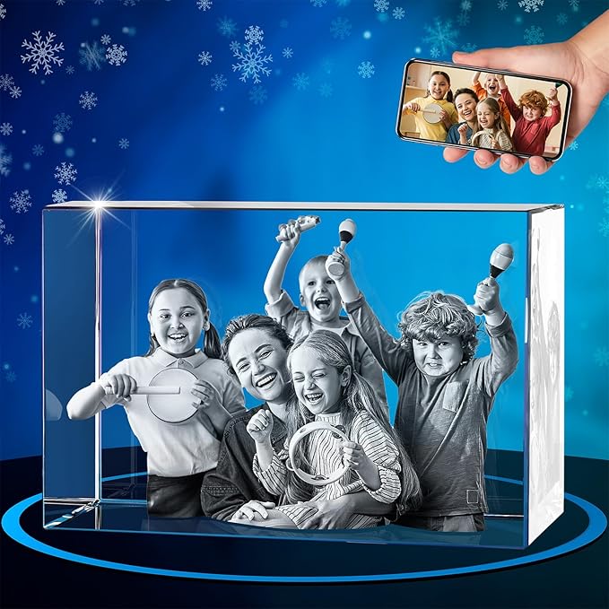 ArtPix 3D Crystal Photo, Christmas Personalized Gifts for Women, Wife, Her, Him, Men, Husband, Grandma, Great Xmas Customized Gift With Your Own Photo, Custom Glass 3D Laser Etched Picture Wedding
