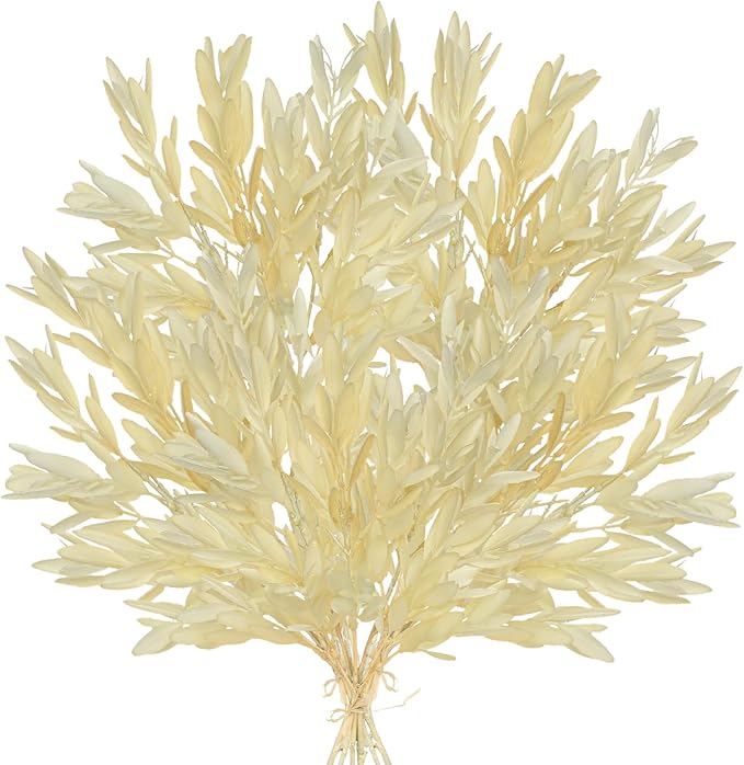 5 Stems Artificial Fall Greenery – 14.6" Olive Leaf Stems for Autumn Floral Arrangements, Thanksgiving Centerpieces, Fall Decor Bouquets, Soft Cream