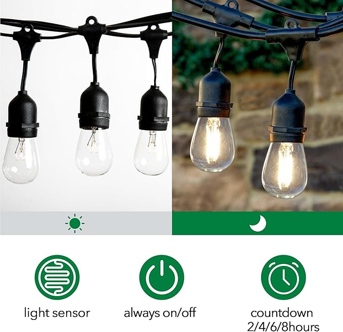 BN-LINK Outdoor Power Strip with 25FT Extension Cord, Remote Control Dusk to Dawn Light Timer Waterproof, 6 Grounded Outlets for Christmas Lights & Decorations, 15A/1875W ETL