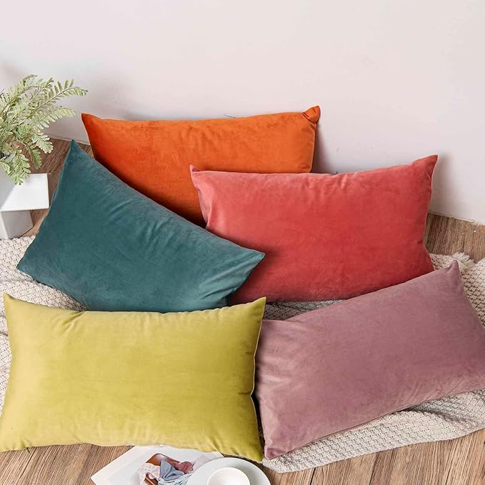 JUSPURBET Decorative Pillow Covers Set of 2 22x22 Velvet Throw Pillow Covers for Couch Sofa Bed Soft Cushion Covers Cases with Hidden Zipper for Living Room Home Decor,Coral