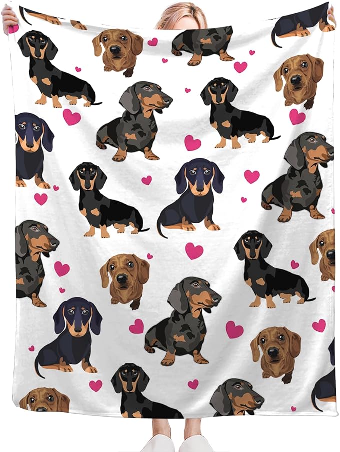 Tijuboni Dachshund Throw Blanket Dog Gifts for Girls Boys Women Men Kids Adults Soft Flannel Fleece Blanket for Couch Sofa Bed Home Decor 40"x50"