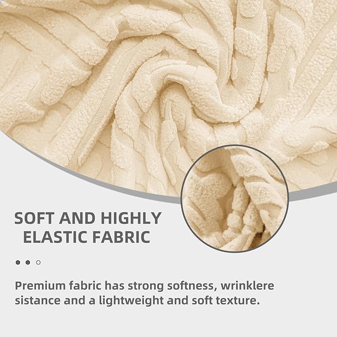 Cream White Chair Covers, Set of 6, Classic Style, Breathable, Machine Washable, For Kitchen, Hotel, Family Dining Room