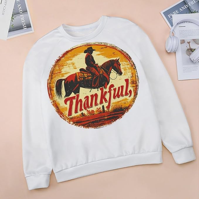 Thanksgiving Sweatshirt for Women Crewneck Pullover Casual Graphic Long Sleeve Shirts Sweater