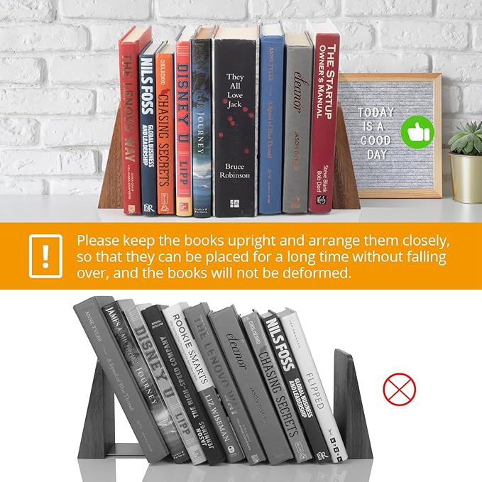 Walnut Book Ends Heavy Duty Handmade Bookends for Shelves Book Ends Decorative to Hold Heavy Books (Walnut Wood Small)