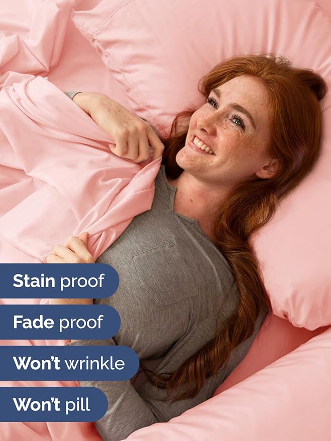 Extra Deep Queen Sheet Set - 6 Piece Breathable & Cooling Sheets - Hotel Luxury Bed Sheets Set - Easy & Secure Fit - Soft, Wrinkle Free & Comfy Sheets Set - Baby Pink Sheet Set with Extra Deep Pockets