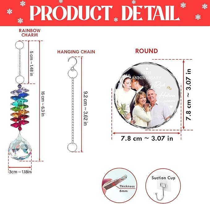 Personalized Anniversary Christmas Ornament – Unique Wedding Gift for Couple, Husband and Wife, Parents Keepsake Decoration – Celebrating 50th Anniversary with Custom Names and Wedding Date