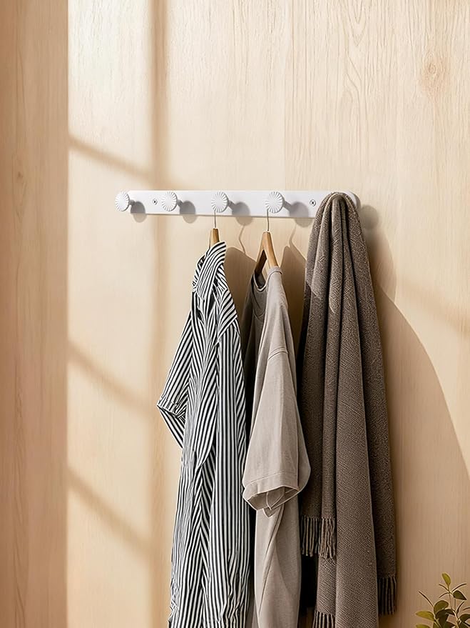 1 Pack Coat Rack Wall Mounted White Towel Hooks for Bathrooms Wall Hooks for Hanging Robe Coat Hooks Kitchen Decorative Heavy Duty Zinc Alloy