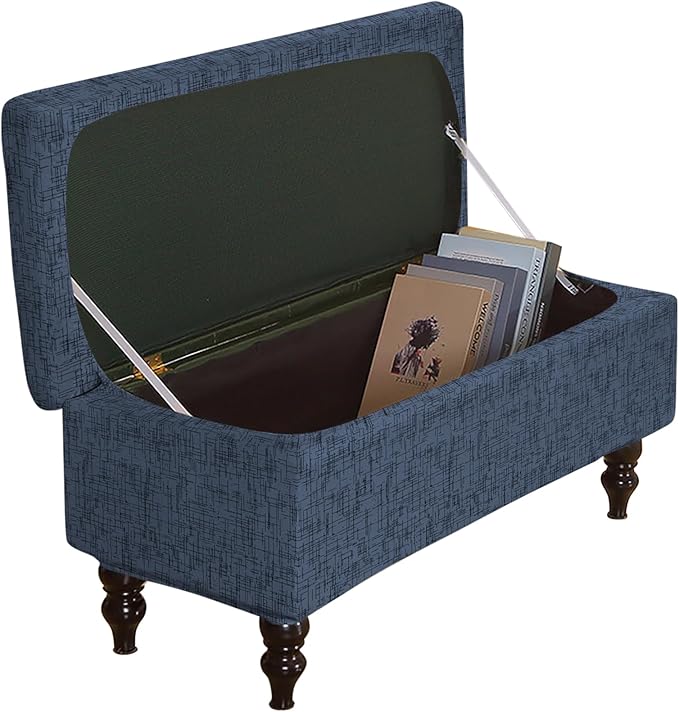 FUANGUI Ottoman Cover Stretch Storage Ottoman Bench Slipcover Jacquard Folding Storage Bench Ottoman Cover Footrest Stool Slipcover Footstool Protector Cover with Elastic Bottom Fit Length,Large