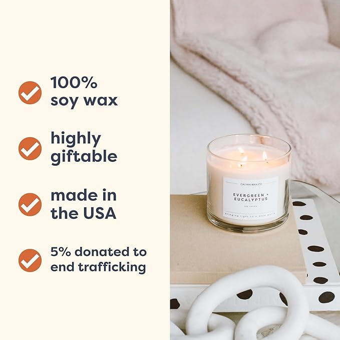 Calyan Wax Co. Cedar & Tobacco 3 Wick Scented Candle - 43 Hour Burn - Luxury 3 Wick Soy Candles - Non Toxic Soy Wax Candles - Long Lasting Large Glass Jar Candle for Home - 14.9oz