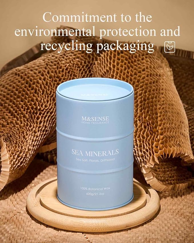 M&SENSE Sea Minerals Scented Candles Ocean Large, Natural Soy Candles 21.2oz 120 Hour Slow Burning,Coconut Candles for Stress Relief Meditation Relaxing,Summer Soy Candle.
