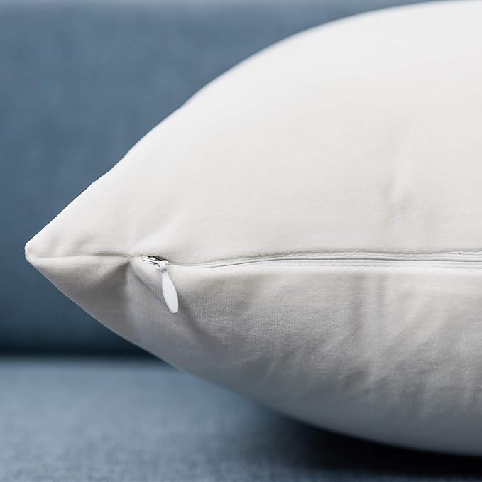 JUSPURBET Cream White Throw Pillow Covers Set of 2 Decorative 26x26 Velvet Pillow Covers for Couch Sofa Bed Soft Cushion Covers Cases with Invisible Zipper for Living Room Home Decor