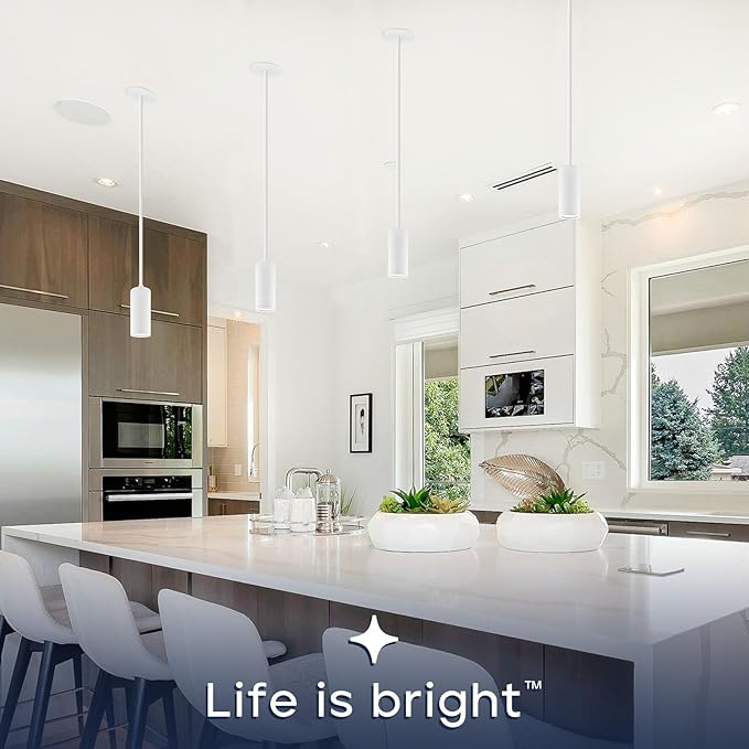 LUXRITE 2.5-Inch LED Cylinder Pendant Light with 1FT Surface Mount Cable, 5CCT 2700K-5000K Selectable, CRI90, 1100LM, 15W, TRIAC/0-10V Dimmable, Universal Voltage 120V-277V, IC Rated ETL, White Finish