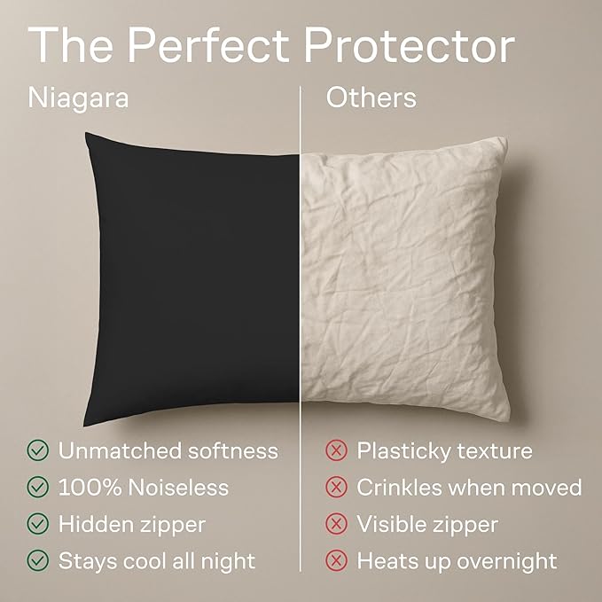Ultra Soft Pillow Protectors with Zipper King Size - Set of 4 Breathable Pillow Covers - 100% Protection Against Stains, Dust & Dirt - Machine Washable (Black)
