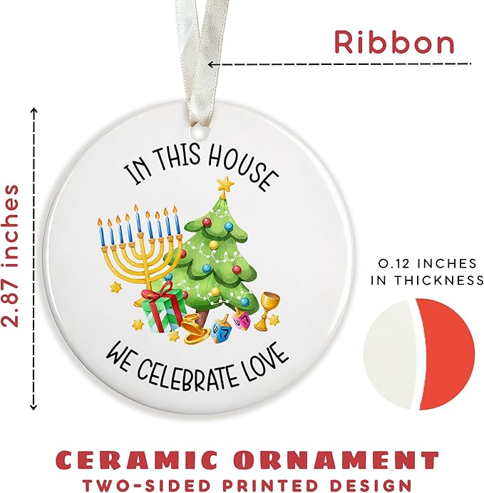Hanukkah Gifts - Hanukkah Ornaments, Jewish Christmas Ornaments - Chanukah Christmas Ornament - Spiritual Jewish Gifts for Women, Men - Ceramic Ornament 2025